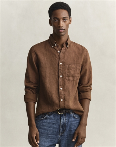 Gant - Reg GMNT Linen Skjorte - Mahogany Brown